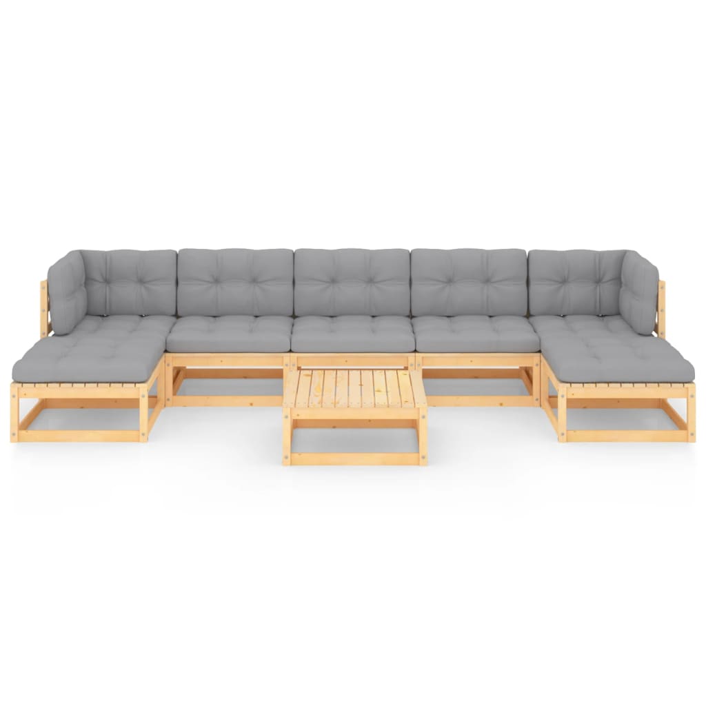 8-tlg. Garten-Lounge-Set mit Kissen Kiefer Massivholz